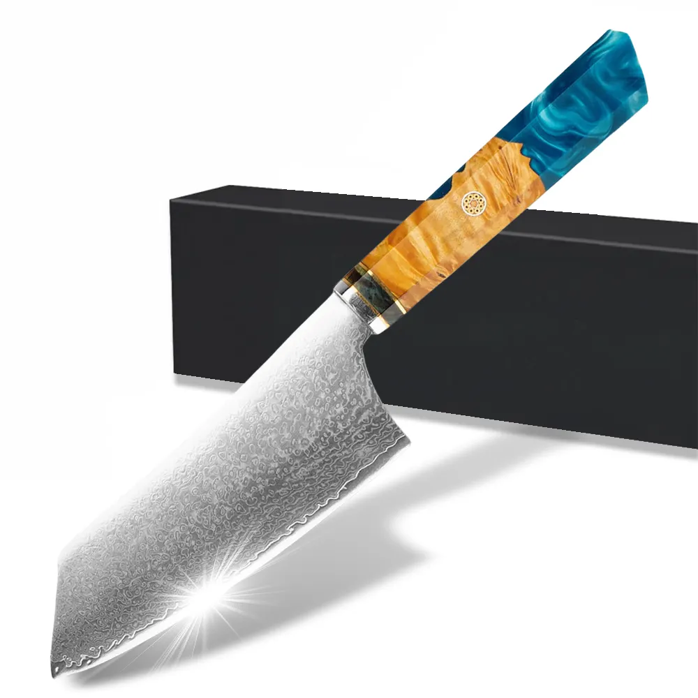 Cuchillo de cocina japonés Vg10 de 67 capas con mango de resina, cuchillo rebanador de acero de Damasco