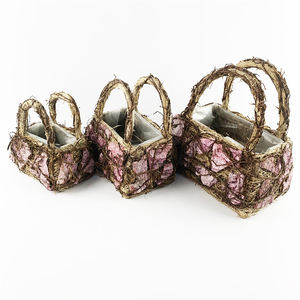 Grande giardino di orchidee rustico naturale Rattan <span class=keywords><strong>vaso</strong></span> verde verticale cesti appesi fioriere <span class=keywords><strong>vaso</strong></span> pianta - Product Image 1