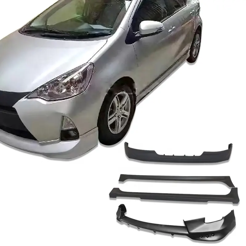 המכונית ערכות גוף עבור toyota אקווה קדמי פגוש עם מנורות ערפל אחורי מפזר אחורי מפזר חצאיות מכונית ערכת ABS חומר גבוה