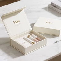 Boîte cadeau rigide bleu clair personnalisée de luxe, écologique, recyclable, avec couvercle intérieur dégradé et fermeture magnétique, pour cosmétiques et cils de qualité supérieure
