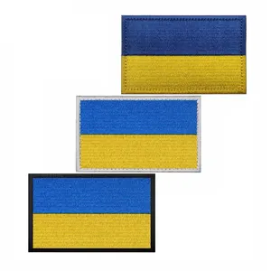 Toppa per ricamo con chiusura a strappo e gancio con bandiera colorata del distintivo dell'ucraina