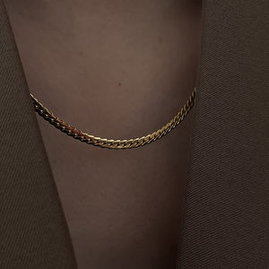 Collar de cadena de eslabones cubanos de acero inoxidable, Gargantilla fina de 3,5mm, chapada en oro de 18K, joyería minimalista - Product Image 3