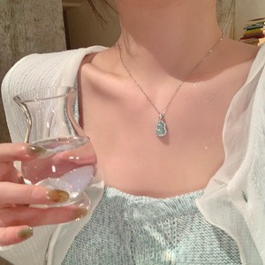 Chinese Style Jade Gourd Necklace Water Drop Shape Bezel Setting Clavicle Chain Everyday Wear Fine Beaded Necklace - Product Image 3