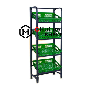 Organizza espositore in metallo macinato con cesto in plastica per frutta e verdura espositore in vendita - Product Image 1