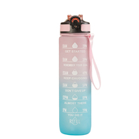 Logo personnalisé paille filtre à rabat en plastique sport sans BPA 1L 32 oz 32 oz bouteille d'eau de motivation avec marqueur de temps