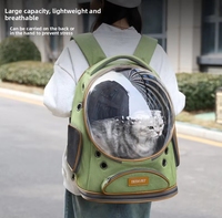 Mochila de Transporte para Mascotas, Diseño Astronauta en Beige y Azul Claro, con Ventilación Lateral, Plegable, Portátil, para Viajes al Aire Libre, para Gatitos y Cachorros