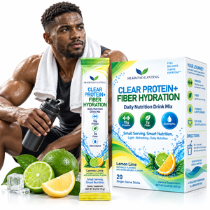 Mélange de boisson protéinée transparente à marque privée OEM avec 10g de protéines et 2g de fibres, poudre d'électrolytes citron-lime pour la salle de sport et les voyages - Product Image 1