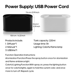Mới mô phỏng đầy màu sắc ngọn lửa hương thơm khuếch tán 220ml hương liệu Máy Nhà Máy tính để bàn siêu âm hương thơm Máy tạo độ ẩm không khí - Product Image 6