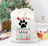 Personnalisé Nouveau Design Gros Chien Patte Joyeux Noël Impression Sacs Sacs Toile Père Noël Sac Sac