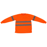 T-shirt de sécurité réfléchissant OEM pour travaux routiers, à manches longues, col rond, respirant, anti-humidité, orange fluorescent et vert