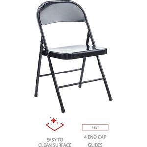 Silla Plegable de Acero sin Brazos Alera Contemporánea, Color Negro, con Respaldo y Base Negros, Capacidad de 275 lb, 4 por Caja - Product Image 2