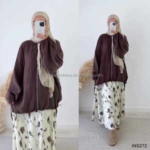 Habib Oriente Medio Ropa musulmana tradicional para mujer Personalizado Modesto Nuevo diseño 2 piezas Top informal con vestido interior largo - Product Image 2