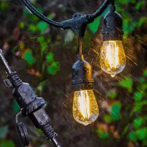 Custom Party Holiday Decoration Warm Patio Outdoor Led Globe Bulb Socket Connectable String Light Hanging Kit