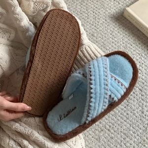 XIXITIAO Pantuflas Retro de Bloques de Color <span class=keywords><strong>para</strong></span> Mujer, con Tira Cruzada, Antideslizantes de TPR, Forro Cálido de Felpa, Zapatos de <span class=keywords><strong>Casa</strong></span> <span class=keywords><strong>para</strong></span> Interiores, Venta al <span class=keywords><strong>por</strong></span> Mayor - Product Image 6