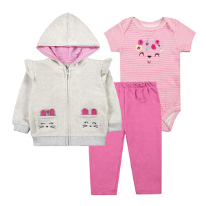 Ensemble de sweat-shirts pour bébé avec logo personnalisé, 3 pièces, imprimé animal/fleur en coton, combinaison à manches longues, 6-24 <span class=keywords><strong>mois</strong></span>, ensemble de veste d'automne - Product Image 2