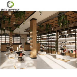 Modern Cosmetic Shops Interior Design Custom Wood Skincare <b>Makeup</b> Counter Display Cosmetic Showcase For Shop Decoration Ideas - Product Image 5