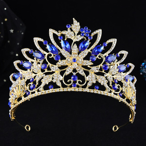 Diadème de mariage baroque élégant en or et rubis rouges, couronne scintillante en cristal rouge pour Quinceañera et bal de promo - Product Image 6