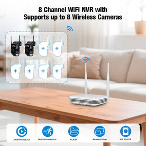Caméra de sécurité réseau Wifi KERUI 9MP à trois objectifs, système NVR 8CH, surveillance PTZ, caméra extérieure, zoom 8X, application ICSEE, double écran - Product Image 2