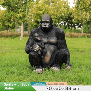 Estatua de Gorila, Escultura de Resina de Fibra de Vidrio, Tamaño Real, Realista, Decoración de Jardín para Exteriores, Hecha a Mano, Resistente al Agua - Product Image 6