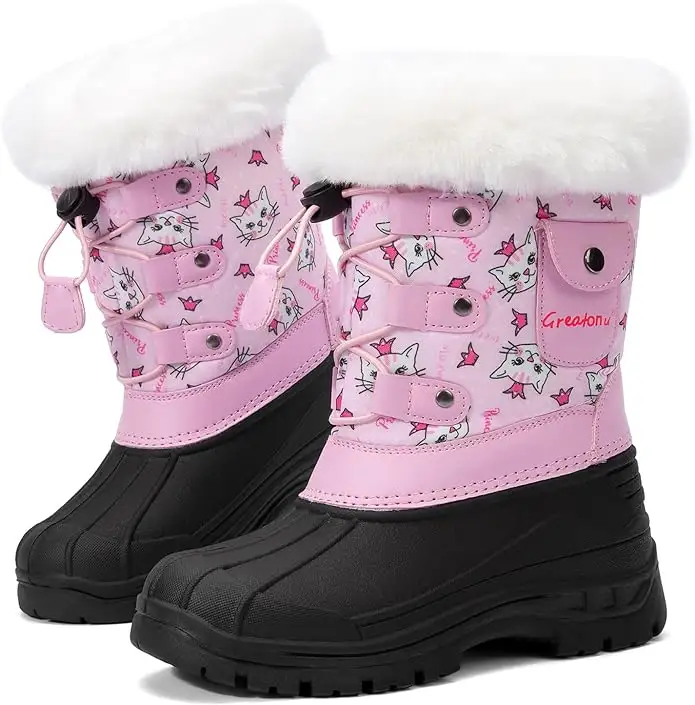 Botas de nieve duraderas para niños al aire libre personalizadas al por mayor con forro de piel cálido e impermeable para niños