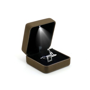 Custom Luxury Cufflink Packaging <b>Box</b> Men's Cufflink <b>Box</b> with <b>LED</b> <b>Light</b> Iron Empty <b>Box</b> Velvet Lining Cufflinks <b>Box</b> for Men - Product Image 5