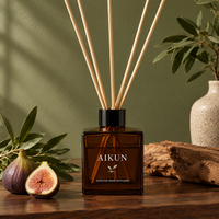 Bougie parfumée AIKUN en cire de soja, avec mèche en coton, dans un récipient transparent brun lisse, personnalisable (OEM/ODM) pour cadeaux de fêtes