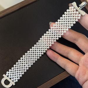 Bracelet tissé en perles naturelles de luxe léger 3-4 mm pour femmes, accessoire de pince à cheveux en perles d'eau douce, directement du fabricant - Product Image 2