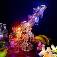 Présentoir de Service de lunettes de guitare éclairé en acrylique Rechargeable coloré, plateau de Service de verre à Shot VIP LED