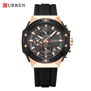 CURREN 8462 orologi da polso da uomo di marca classica Casual Business orologi in Silicone al quarzo con lancette luminose quadrante cronografo - Product Image 1