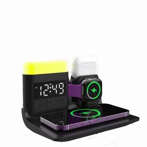 New Design Mobile Phone 15W Fast Qi Wireless Charger 4 In 1 Wireless Charging Stand Dock Station