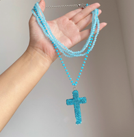 Collier pendentif croix gothique, collier ras du cou à franges multicouches pour femmes, style grunge audacieux