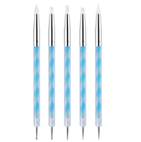 Stylo Double tête en silicone, 1 pièce, pointe en métal, art des ongles, avec poignée en acrylique