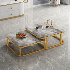 Table Basse Extensible Carrée en Marbre Style Nordique Luxe Léger, Combinaison Moderne et Simple pour Petit Salon Domestique - Product Image 1