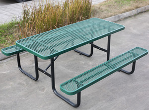 Table de pique-nique commerciale en métal déployé de 4 pieds 6 pieds 8 pieds avec banc Mobilier d'extérieur Table de salle à manger rectangulaire en acier pour patio - Product Image 3