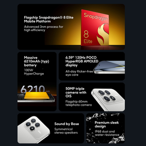 Smartphone POCO F8 Pro 5G, version mondiale, dernier modèle, Snapdragon 8 Elite, écran AMOLED HyperRGB 6,59 pouces 120 Hz, 6210 mAh, charge 100 W, NFC - Product Image 2