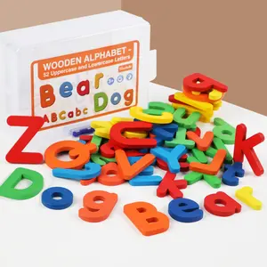 2022 nuovo gioco di parole inglese in legno per bambini set di lettere con custodia superiore e inferiore Phonics practice word cognition pairing toys