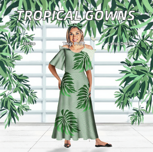 Abiti Personalizzati con Disegni Tribali Polinesiani, Vita Impero, Taglie Forti, Lunghezza a Terra, Stampa Hawaiana Tropicale, Sexy - Product Image 5