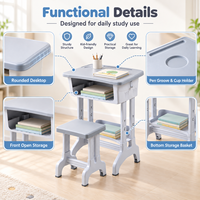 Ensemble de tabourets de bureau fixes confortables pour étudiants avec rangement pour livres, bureau incurvé, mobilier scolaire écologique pour salle de classe, vente en gros, OEM