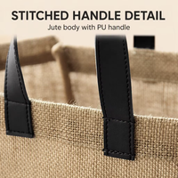 Sac de rangement en toile de jute naturelle avec logo personnalisé Sac fourre-tout de style simple léopard avec poignée en cuir de tissu de lin de chanvre