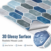 Autocollant mural 3D imperméable en diamant bleu brumeux, carrelage décoratif