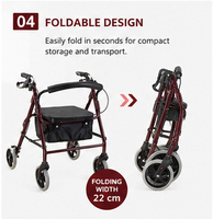 Andador con Asiento y Freno de Disco para una Movilidad Estable, con Capacidad de Carga de 125 kg, para Cuidado en el Hogar y Hospital