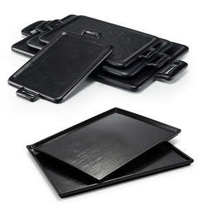 Black Rectangular Serving <b>Tray</b> Melamine Hotel <b>Tea</b> Coffee Drink <b>Tray</b> Commercial Storage <b>Tray</b> Solid Color 5212 - Product Image 2