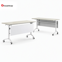 Mesa Plegable para Sala de Reuniones Greatway con Ruedas, Estructura de Acero, Escritorio de Entrenamiento, Muebles de Oficina que Ahorran Espacio