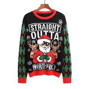 Customized Unisex Mens womens Knitwear long sleeve sweater 2023 O-neck Jumper Pullover for Party Fun ugly christmas sweater