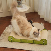 Grand lit-griffoir pour chat en carton ondulé durable, canapé-lit Lazy Panda, tapis de griffage pour animaux de compagnie, jouet et maison de jeu pour chatons