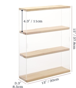 Vitrina de Acrílico Transparente con Base de Madera, Exhibidor de Pared, <span class=keywords><strong>Caja</strong></span> <span class=keywords><strong>Organizadora</strong></span> a Prueba de Polvo para Coleccionables - Product Image 6