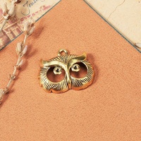 Pendentif visage de hibou à œil creux en alliage de zinc, finition argent antique et doré, pour embellissement de journal de nature