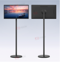 Moniteur à écran tactile portable de 32 pouces avec webcam 4K TV sur roues avec écran roulant à rotation pivotante avec télécommande Noir