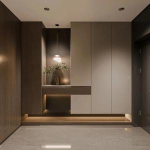 Armoire d'entrée personnalisée sans poignée à ouverture par pression, système de rangement minimaliste pour véranda de maison neuve moderne - Product Image 2