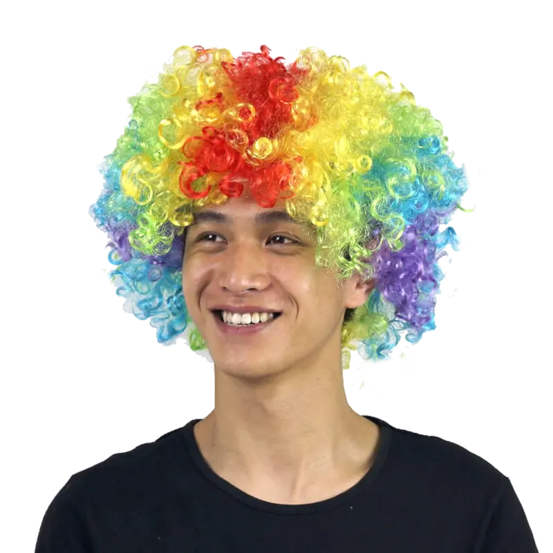 Parrucca per tifosi di calcio parrucca da Clown Afro economica parrucche sintetiche per feste all'ingrosso carnevale di Halloween capelli corti ricci